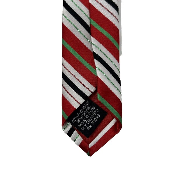 Hallmark Holiday Traditions Red Green Shimmer Candy Striped Tie 3.5" x 57.75" - Picture 5 of 5